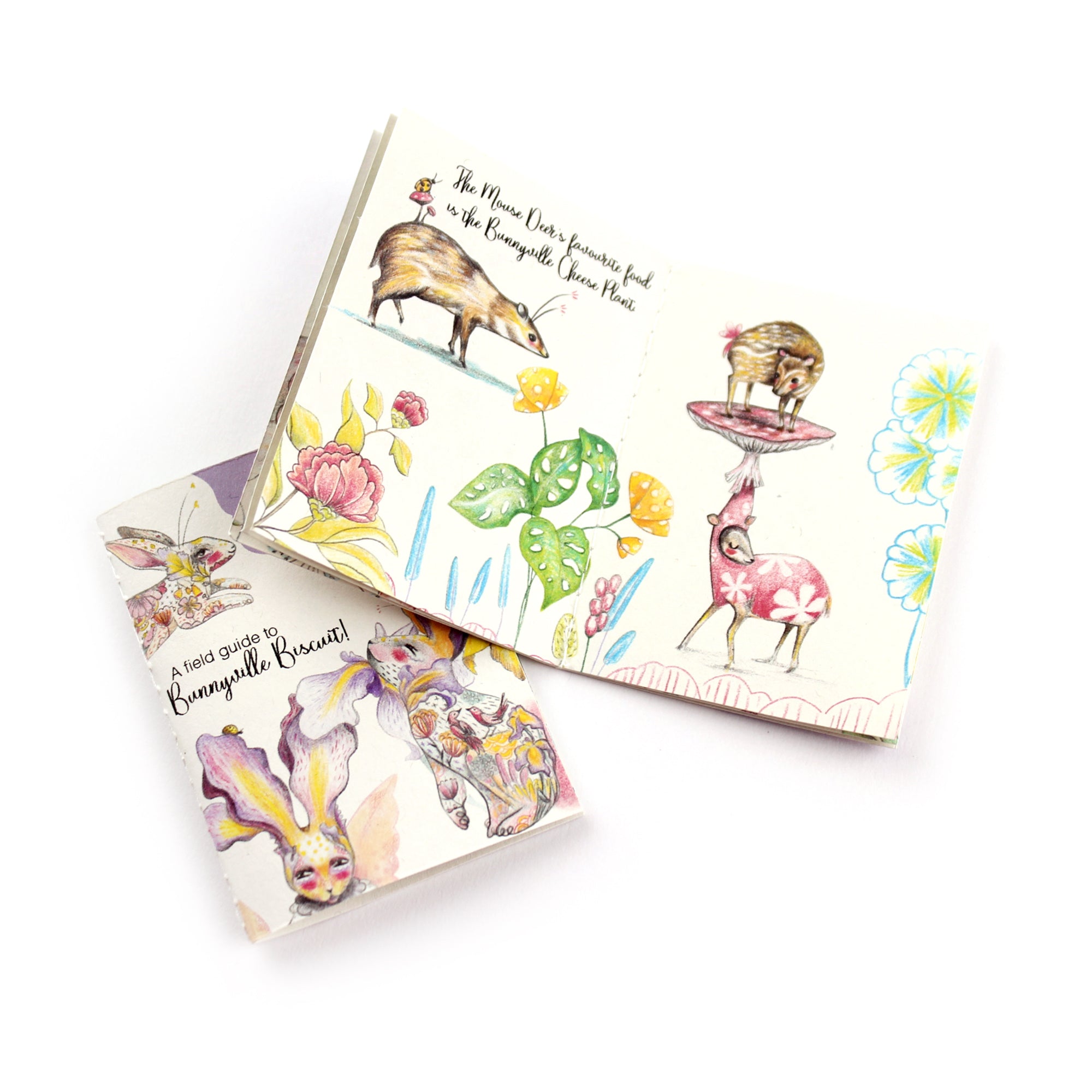 Iris the Flower Bunny with 12 page Handmade Illustrated Mini Book