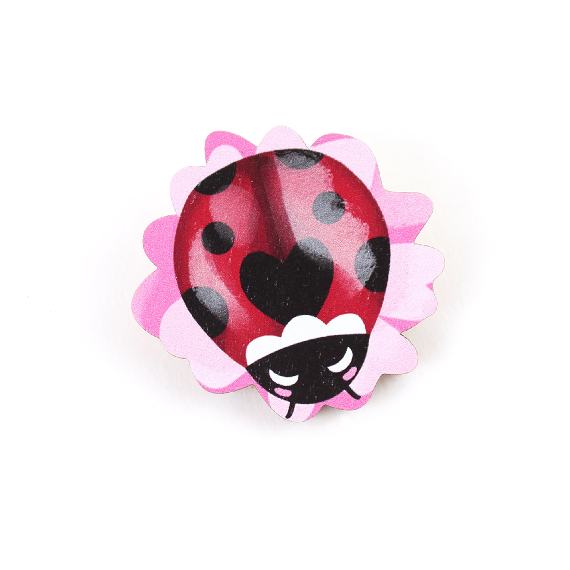 Ladybird Brooch - ladybug wooden pin