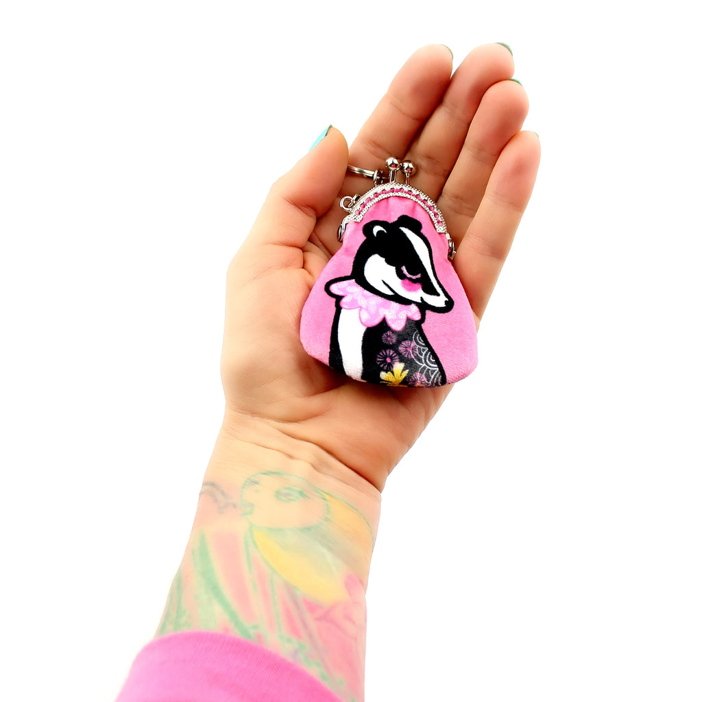 Pink Badger Mini Keyring Purse