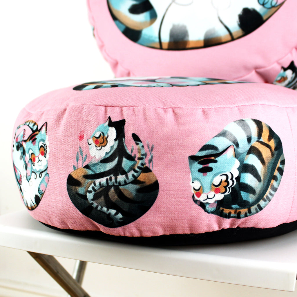 DIY KIT - Pink Sleeping Tiger cushion