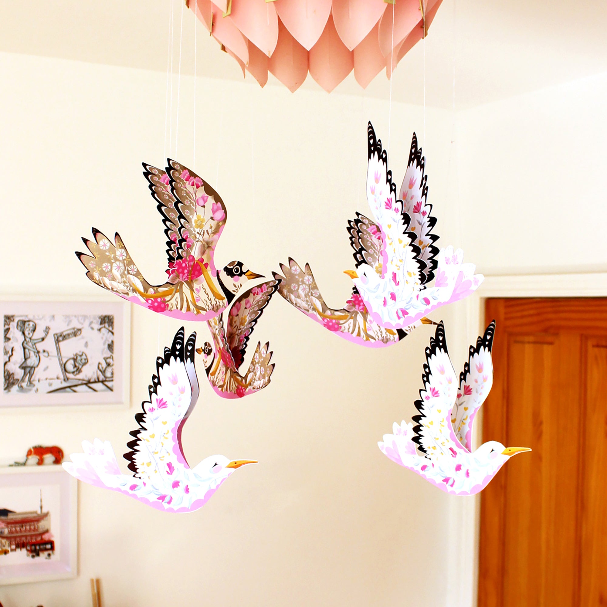 Bird Bunting DIY KIT - paper decorations - Floral Sea Gulls and Ringed Plover