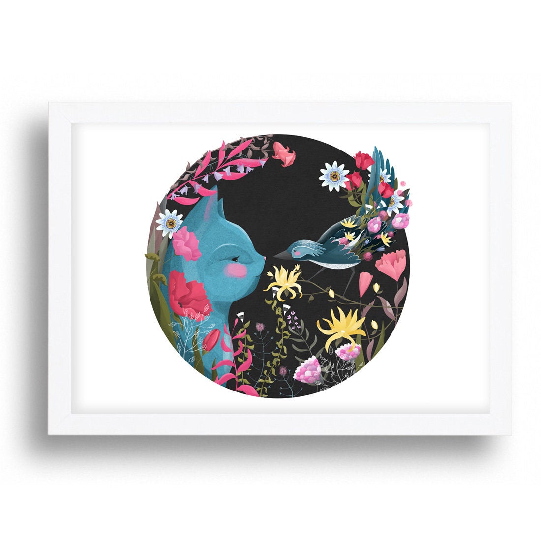Cat and Bird Print