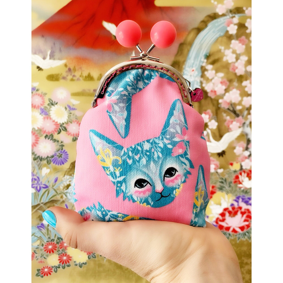 DIY KIT - Pink Foral Cat Bobble Purse – shopmissella