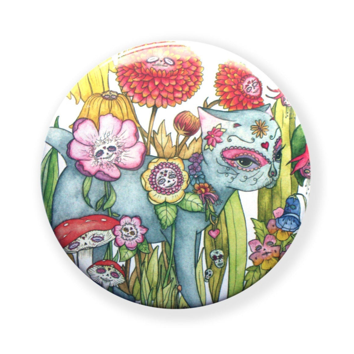 Day of the Dead Cat Pocket Mirror