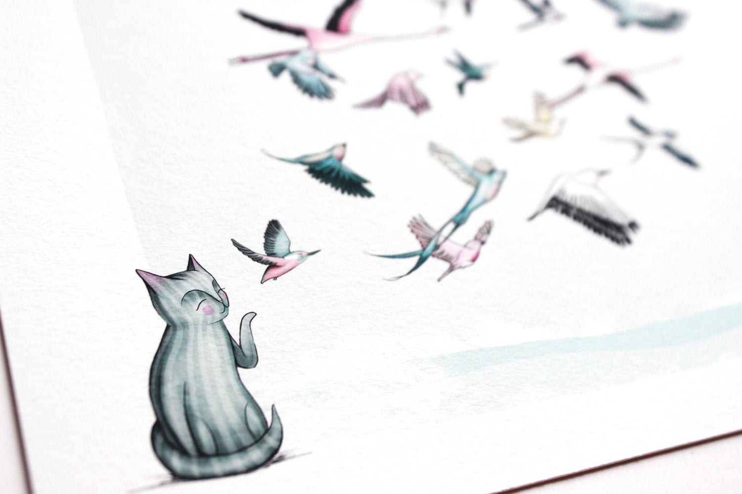 Cat Birds Print - "Freedom"
