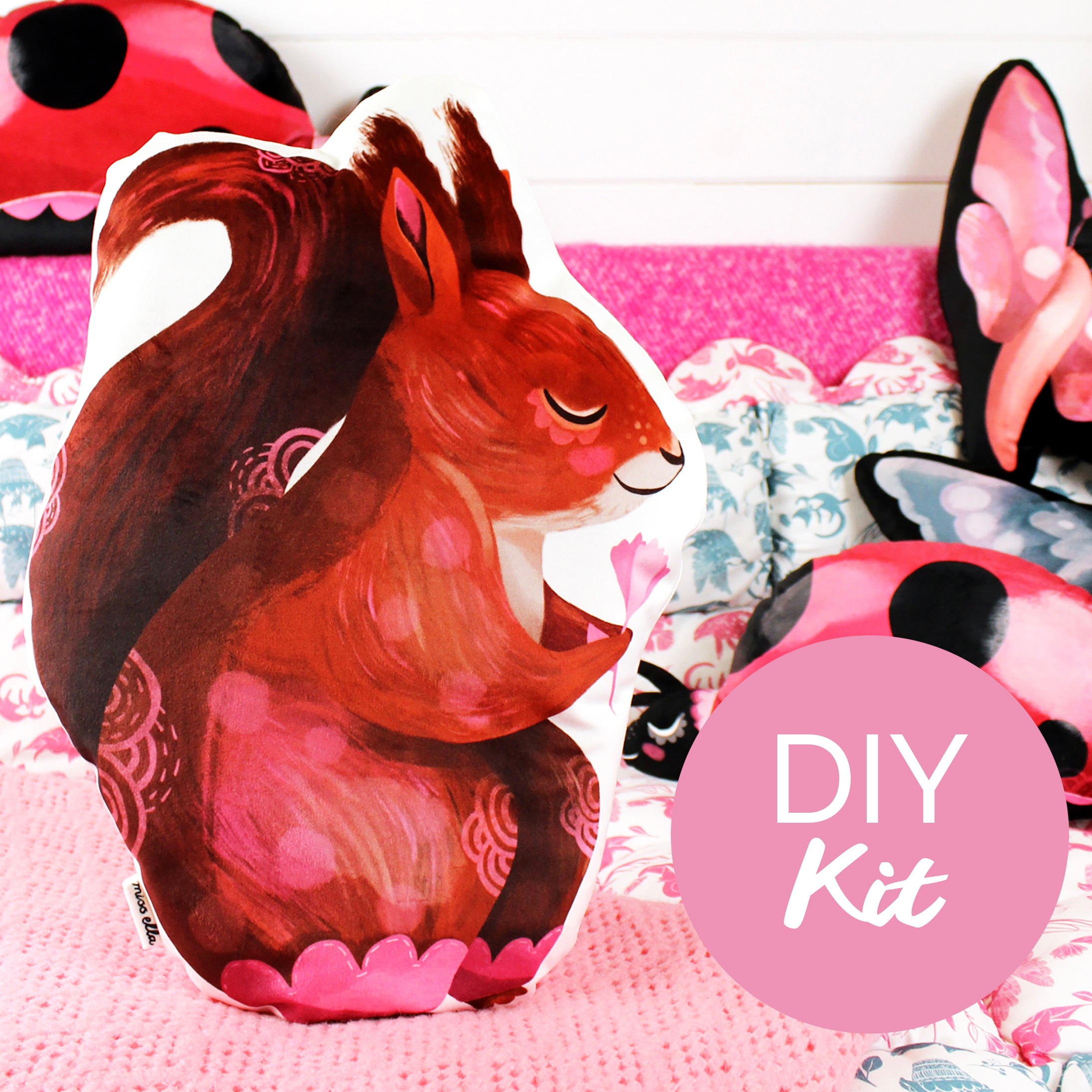 DIY sewing KIT - Red Squirrel Cushion