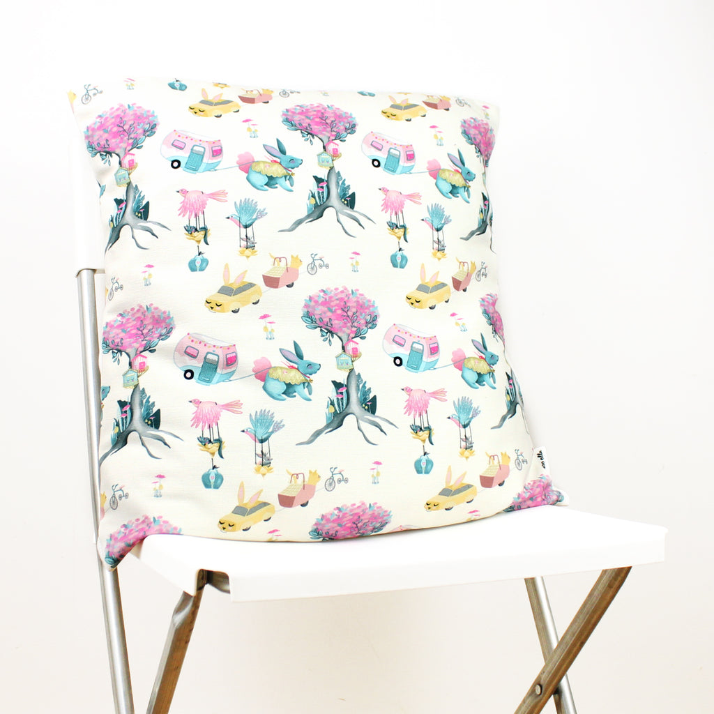 Pale Yellow Bunnyville Biscuit Cushion Cover