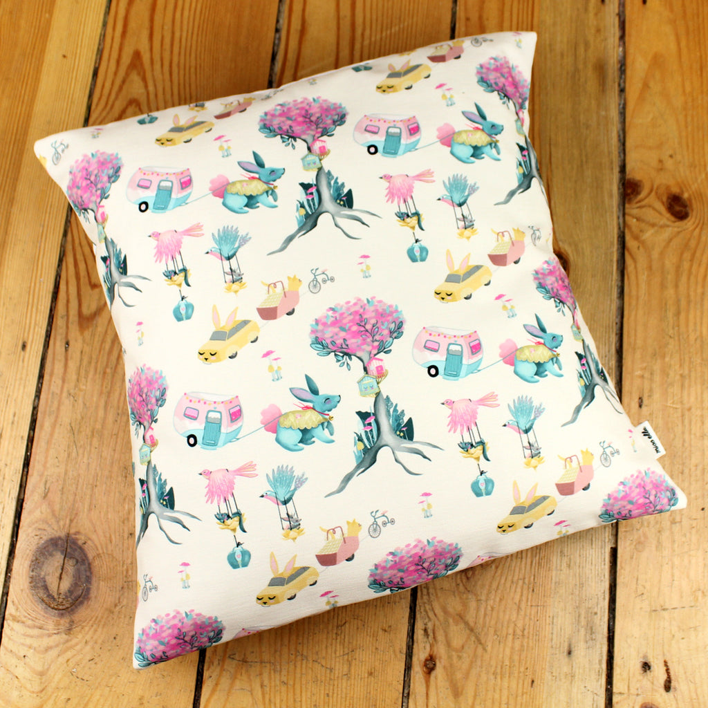 Pale Yellow Bunnyville Biscuit Cushion Cover